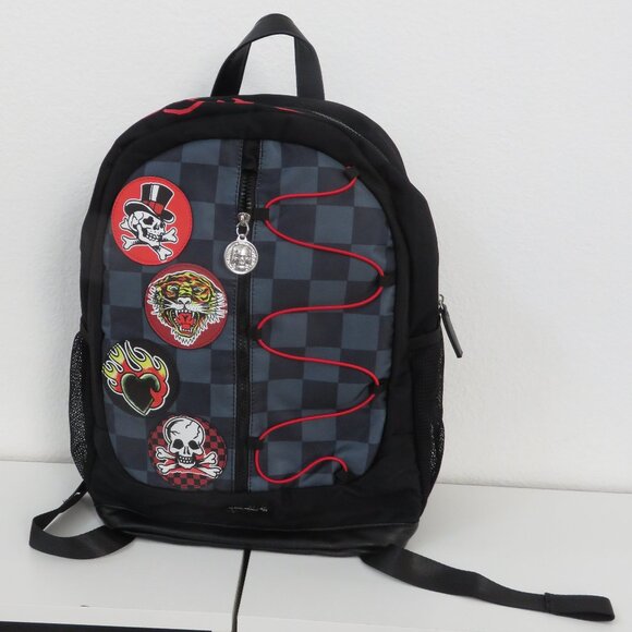 Ed Hardy Black and Red Checkered Backpack main image 7